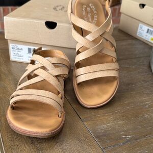 Kork-Ease Women's Light Tan Strappy Suede Sandals